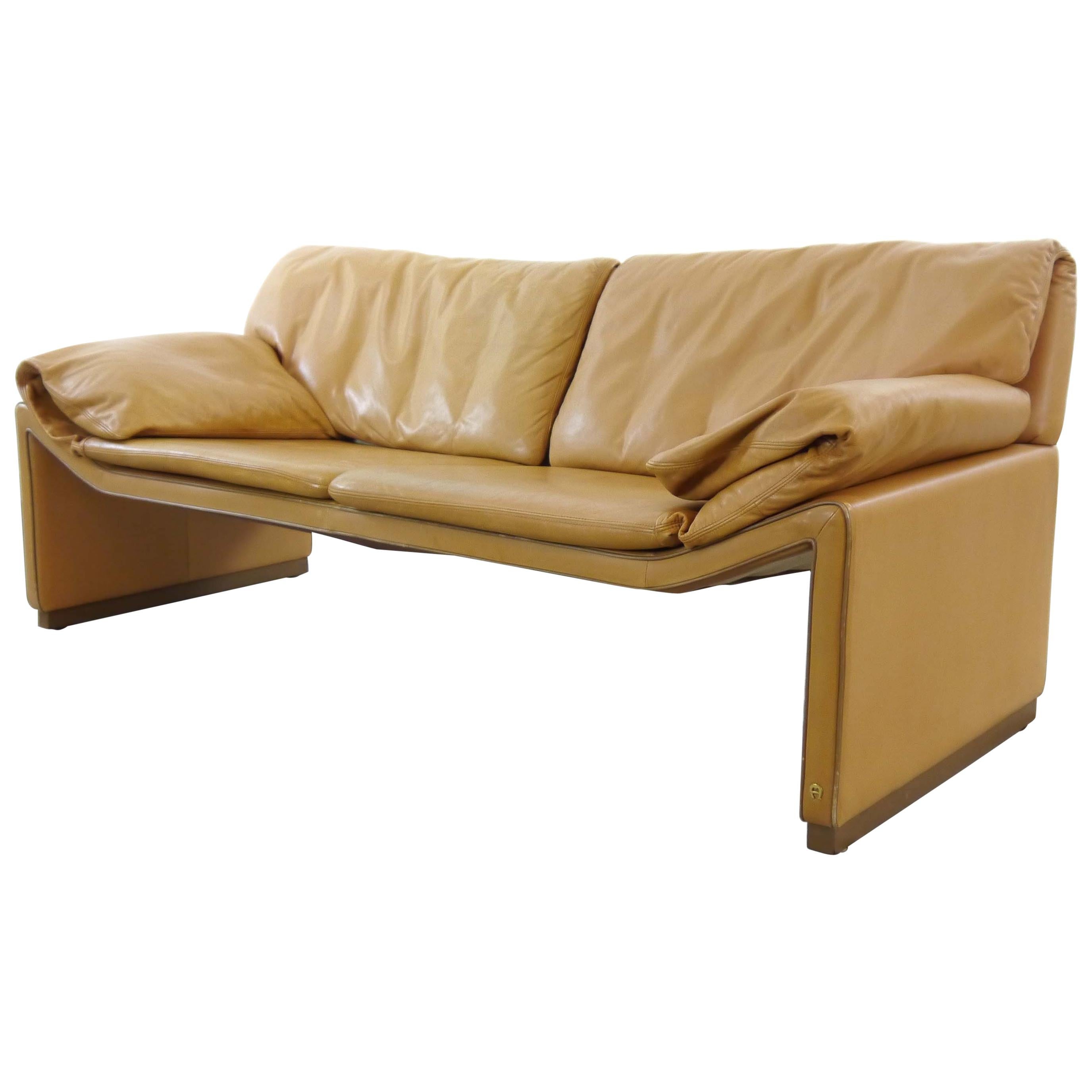 2-Seat Lounge Sofa by Etienne Aigner in Cognac Leather