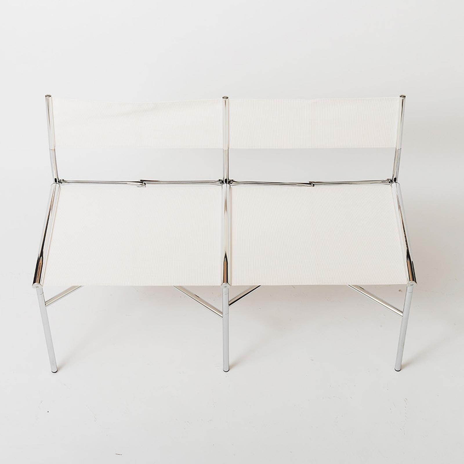 2-sitzige meeting Bench aus weißem Metall von Laurence Humier (Moderne) im Angebot
