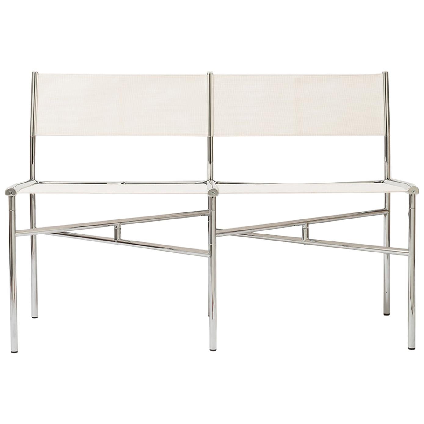 2-Seat Meeting Bench in White Metal by Laurence Humier For Sale