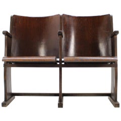 Vintage 2-Seat of Cinema Chairs / Bench, 1950s