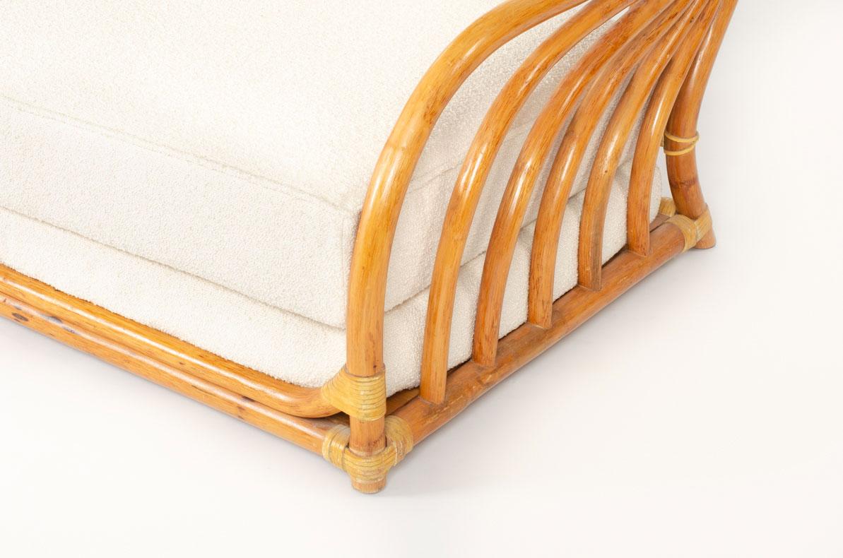 2-Sitz-Sofa aus Bambus von Roche Bobois, 1960 (Leder) im Angebot