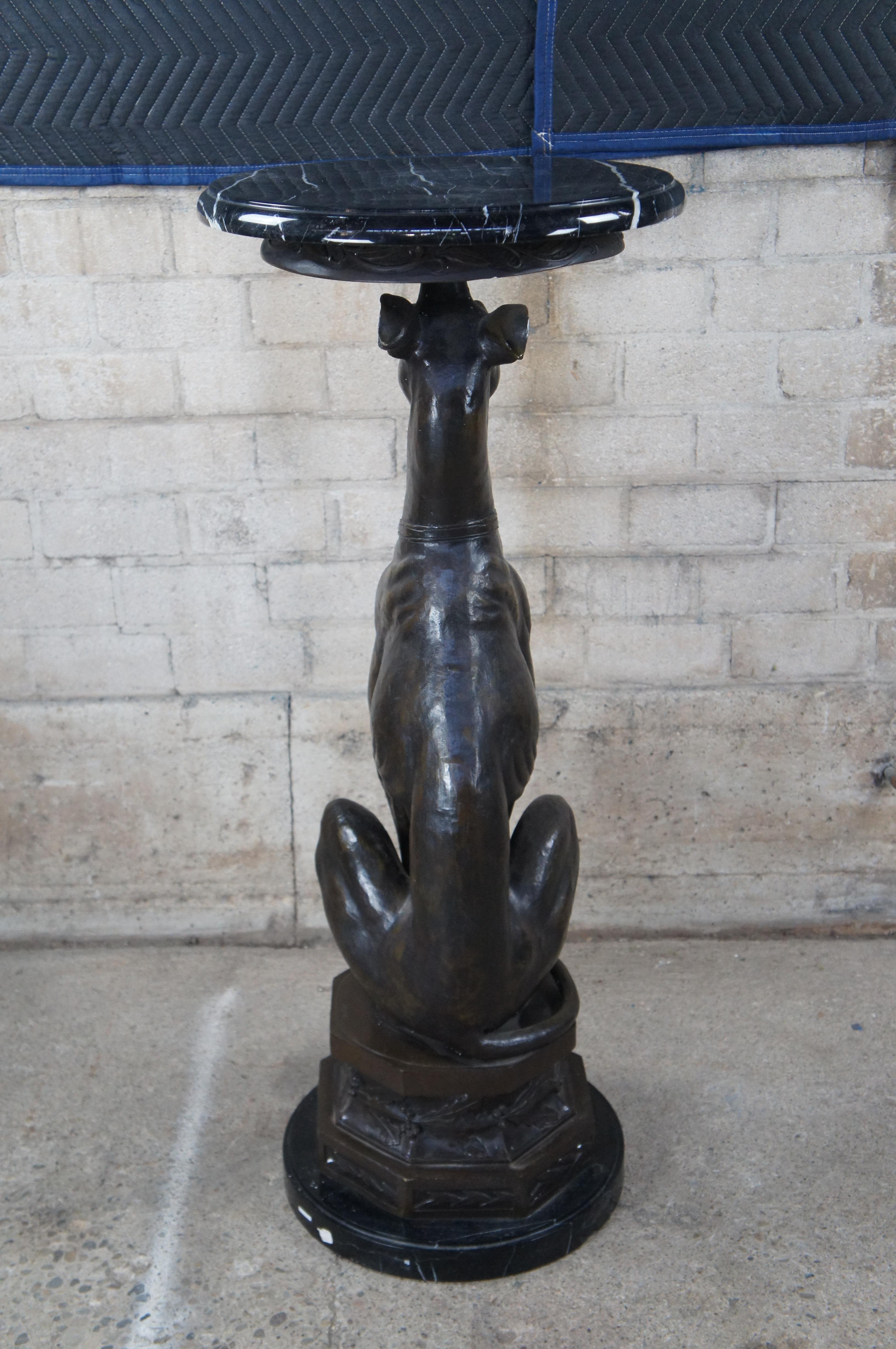 2 Seated Bronze Whippet Statues Sculpture Stand Pedestal After Pierre Jules Mene 7