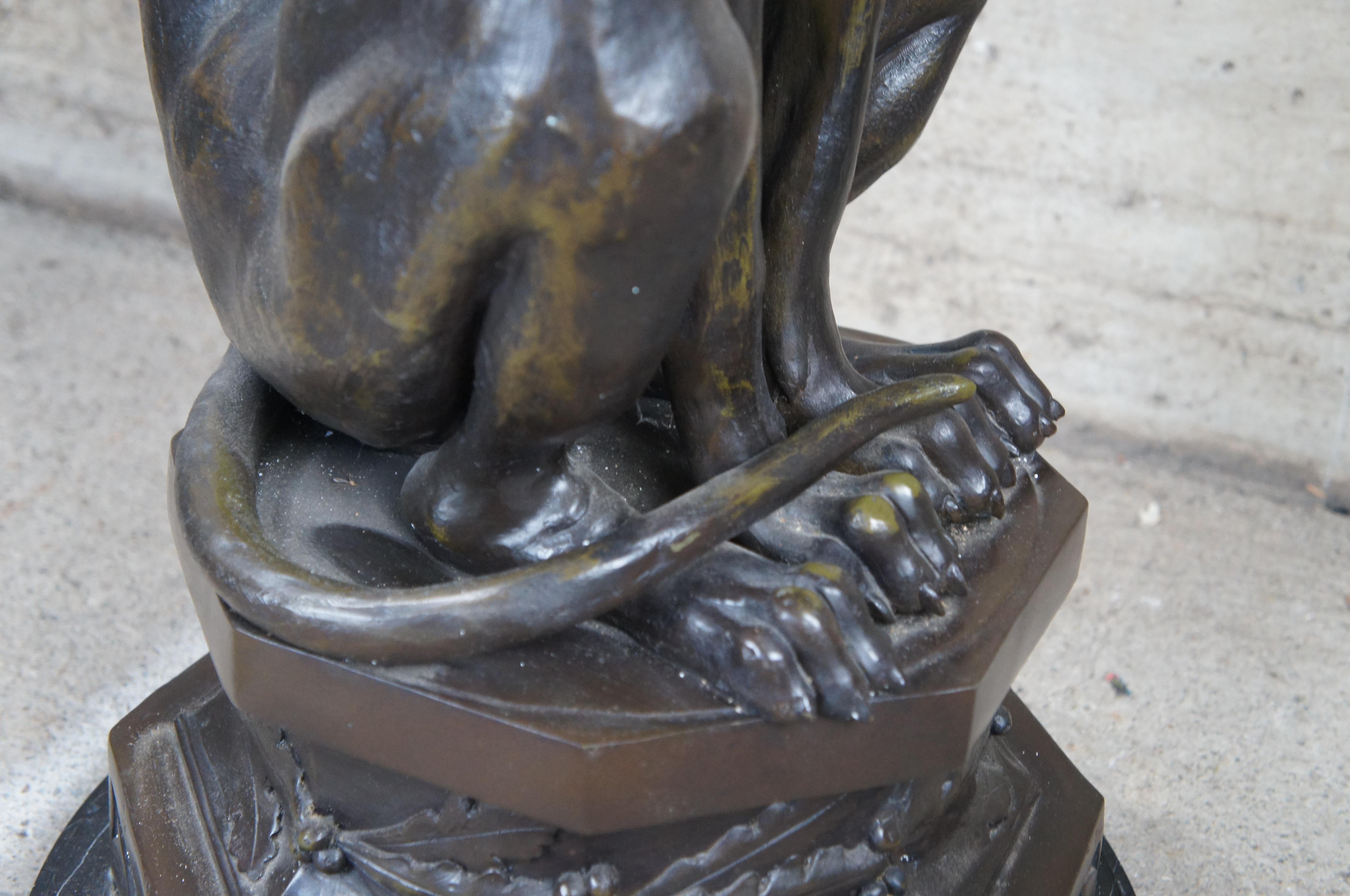 2 Seated Bronze Whippet Statues Sculpture Stand Pedestal After Pierre Jules Mene 3