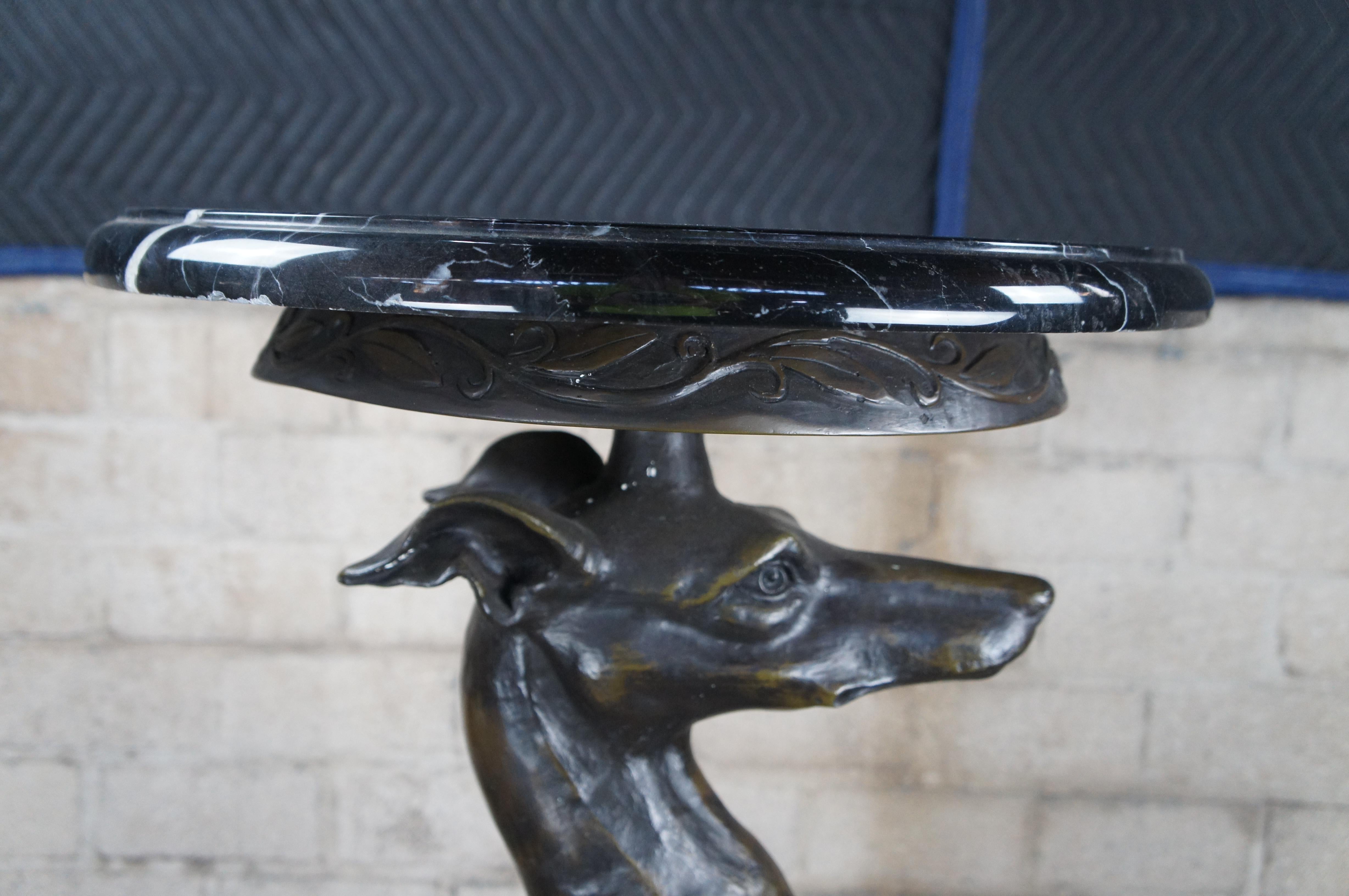 2 Seated Bronze Whippet Statues Sculpture Stand Pedestal After Pierre Jules Mene 5