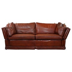 2-seater castle bench made of high-quality cognac-colored cowhide leather