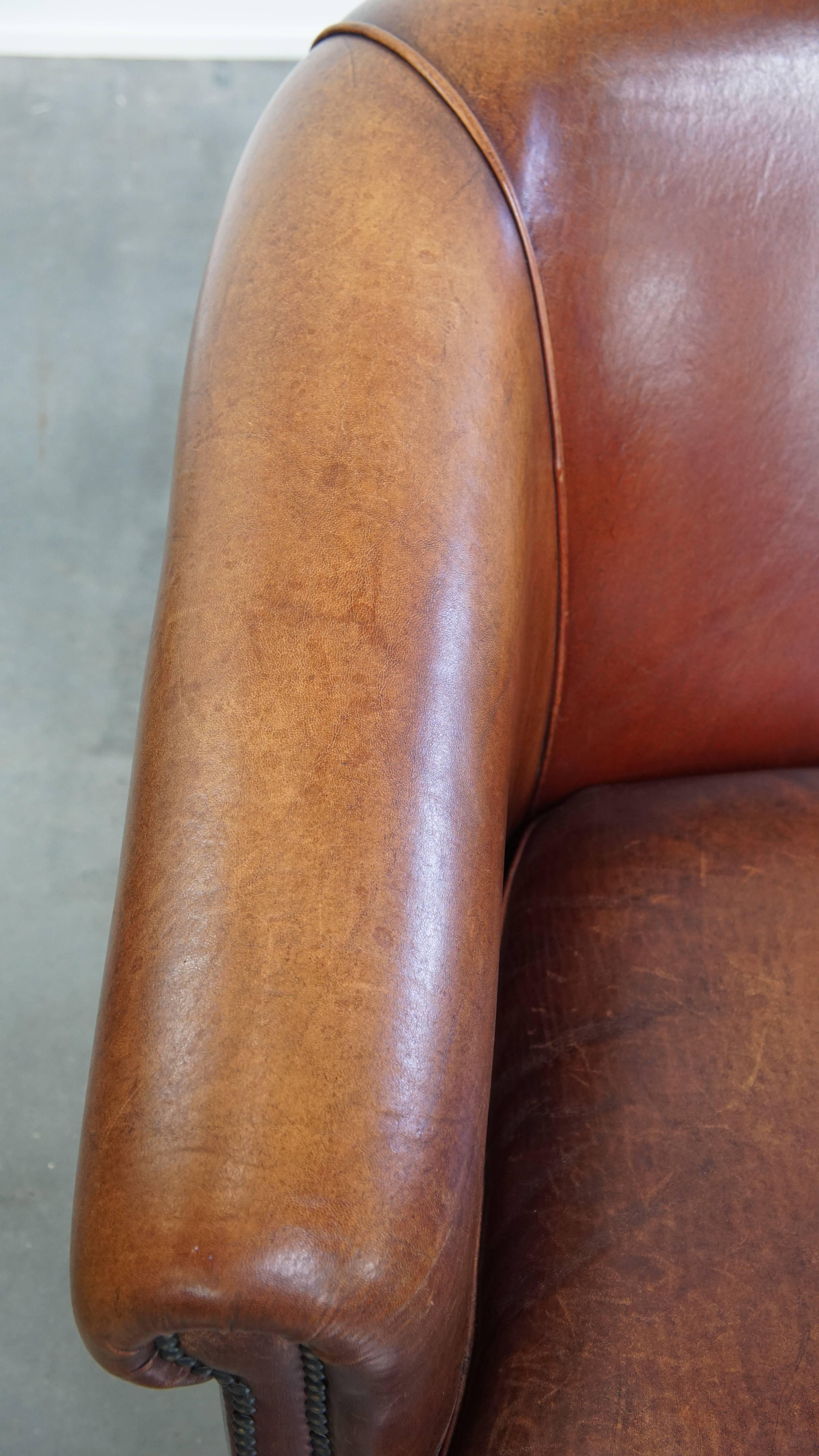 2-Sitzer-Clubsofa aus Schafsleder (Leder) im Angebot