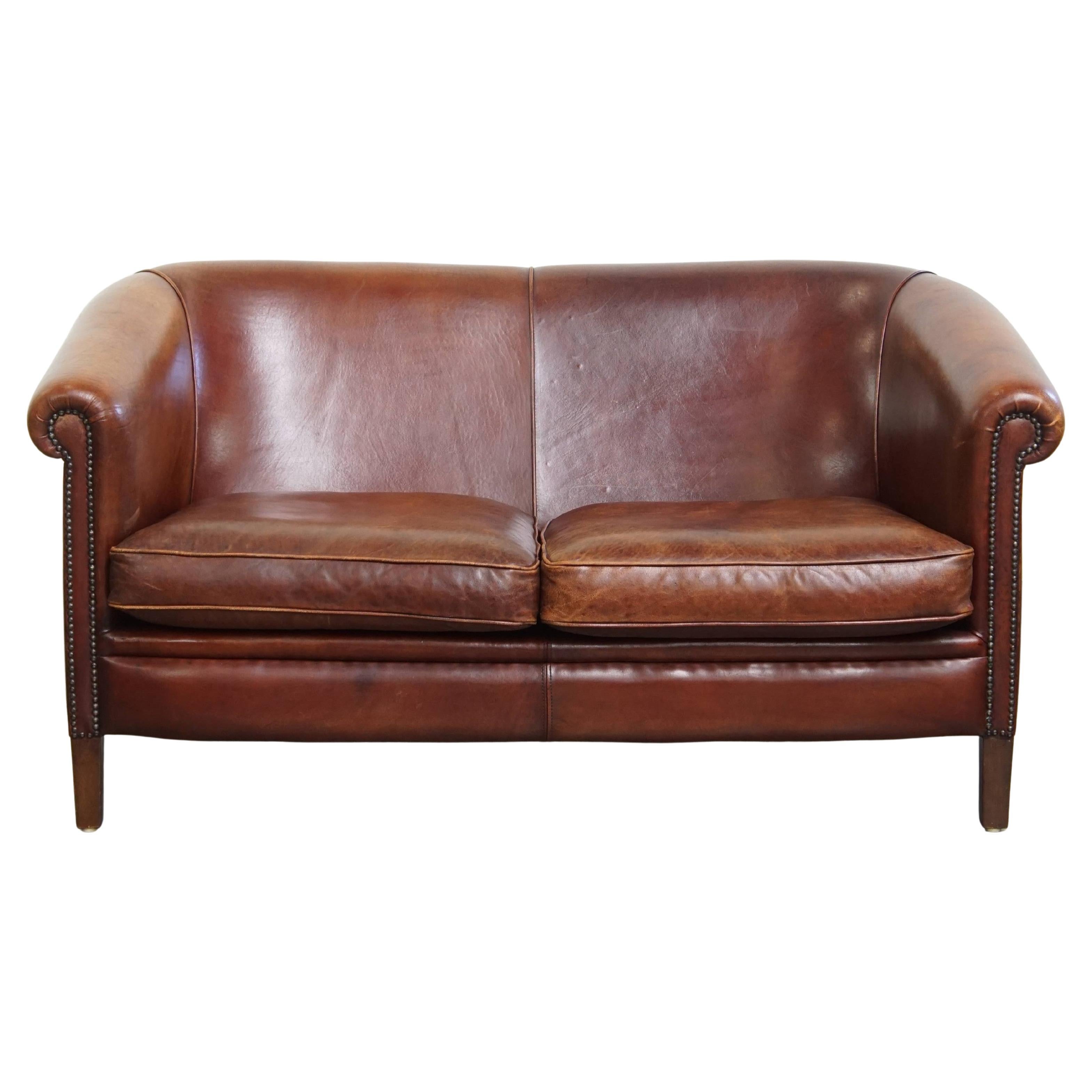 2-Sitzer-Clubsofa aus Schafsleder