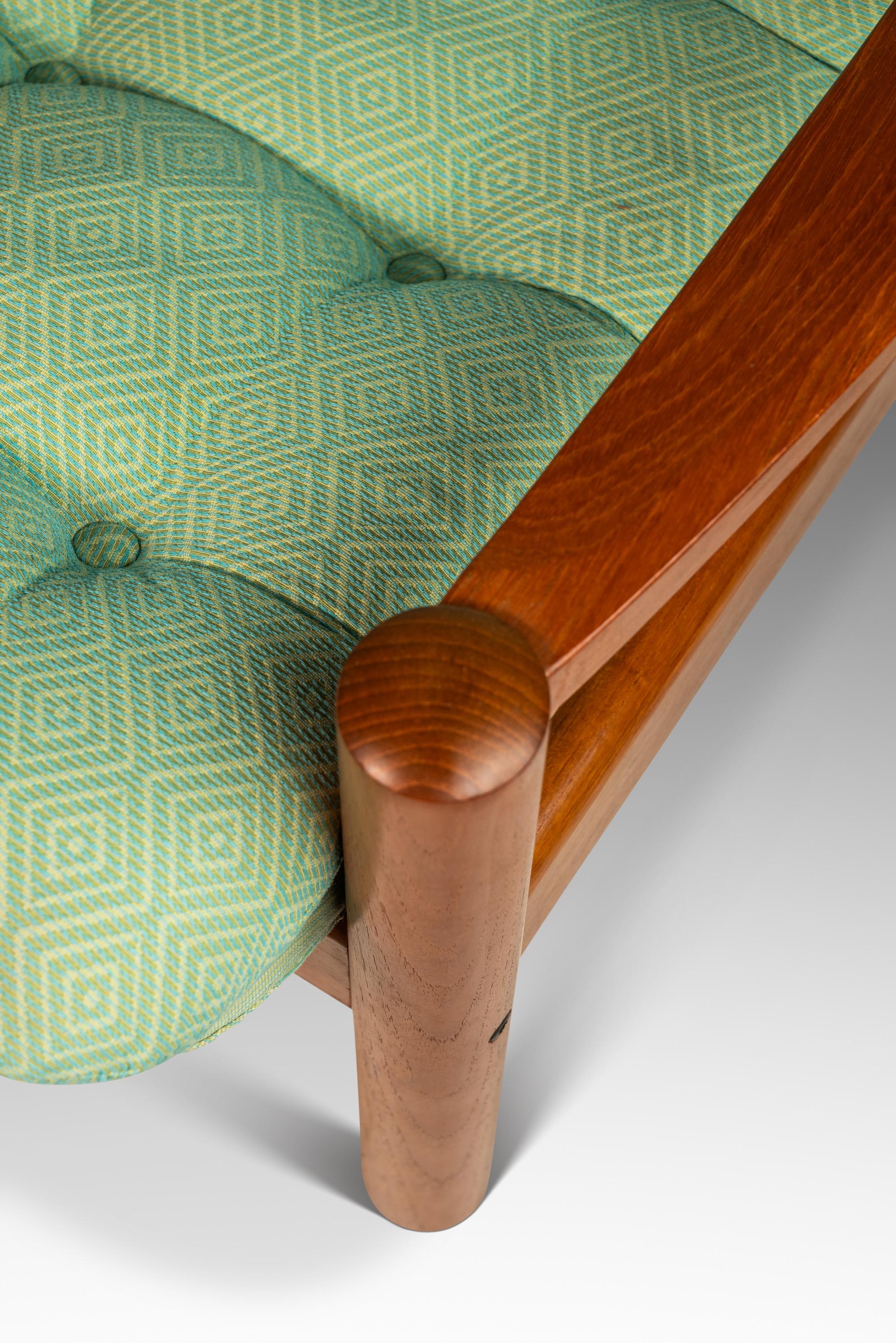 Causeuse 2 places en teck massif et tissu original, Domino Møbler, Danemark, 1970 en vente 10