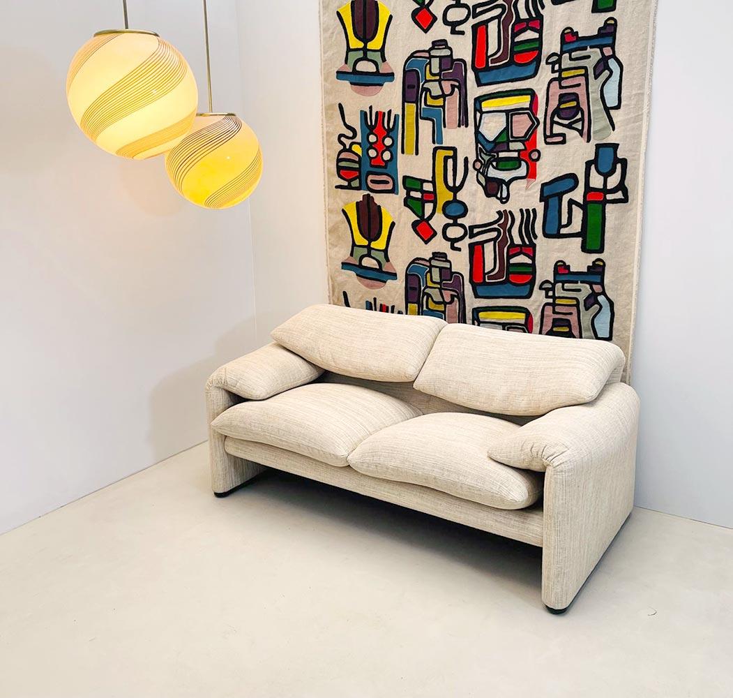 Mid-Century Modern 2-Seater Maralunga Sofa by Vico Magistretti for Cassina