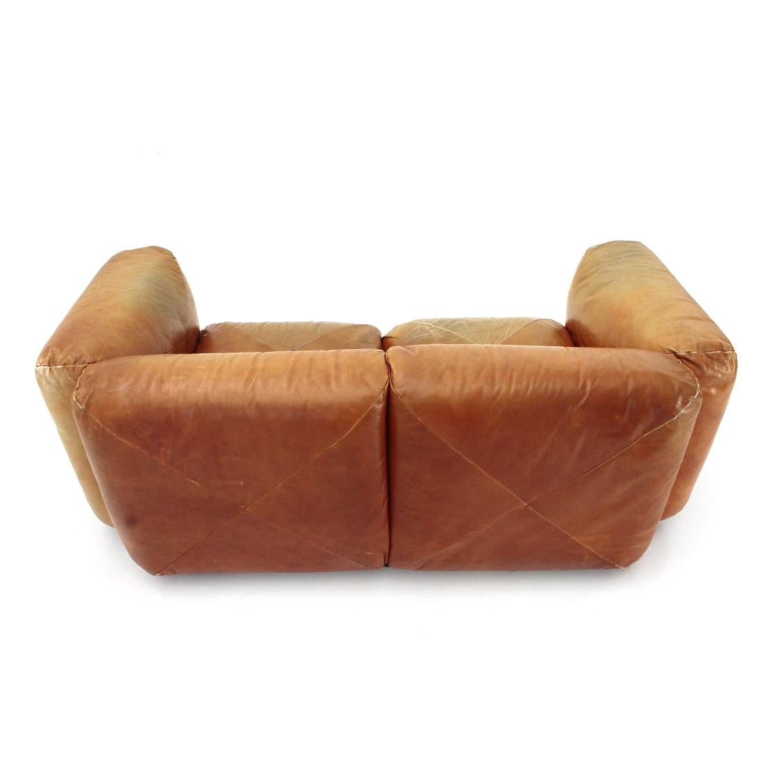 2-Seat 'Marenco' Sofa in Leather by Mario Marenco for Arflex, 1970s In Good Condition In Savona, IT