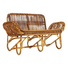 Vintage 2-Seat Rattan Sofa