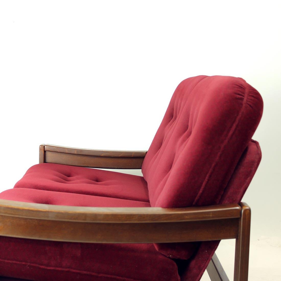 2sitzer-Sofa aus Hikor Pisek aus Samt, Tschechoslowakei 1980er Jahre im Angebot 4