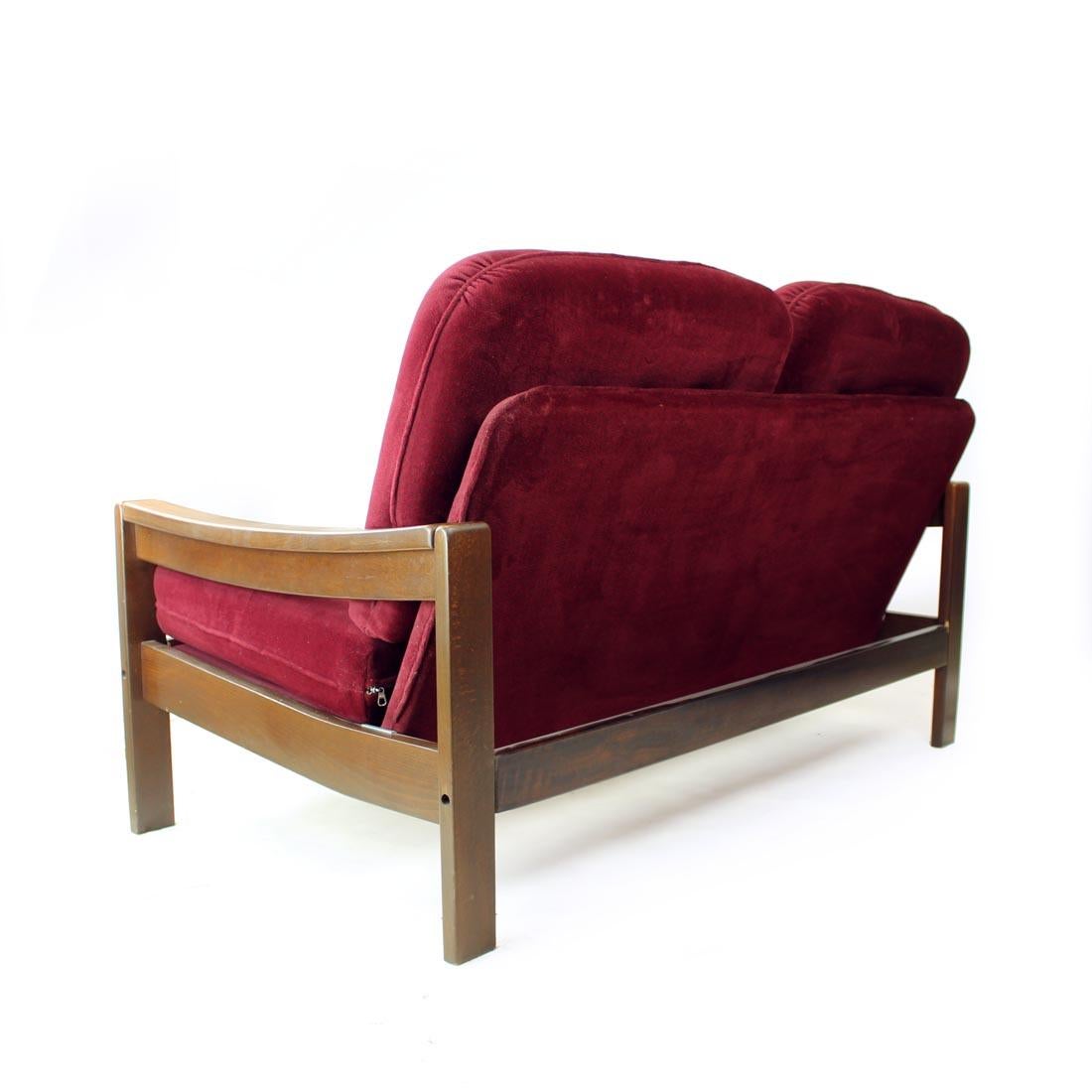 2sitzer-Sofa aus Hikor Pisek aus Samt, Tschechoslowakei 1980er Jahre im Angebot 6