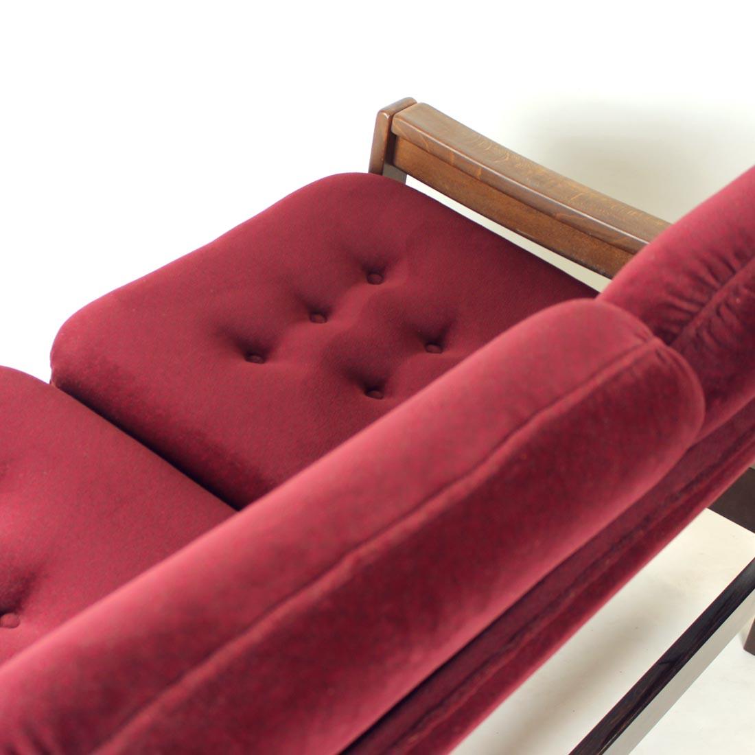 2sitzer-Sofa aus Hikor Pisek aus Samt, Tschechoslowakei 1980er Jahre im Angebot 8