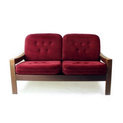 Canapé 2 Seater de Hikor Pisek en velours, Tchécoslovaquie 1980