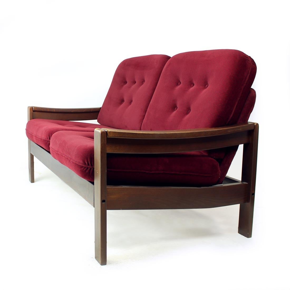 2sitzer-Sofa aus Hikor Pisek aus Samt, Tschechoslowakei 1980er Jahre (Ende des 20. Jahrhunderts) im Angebot