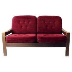 2 Seater Sofa From Hikor Pisek In Velvet, Czechoslovakia 1980s