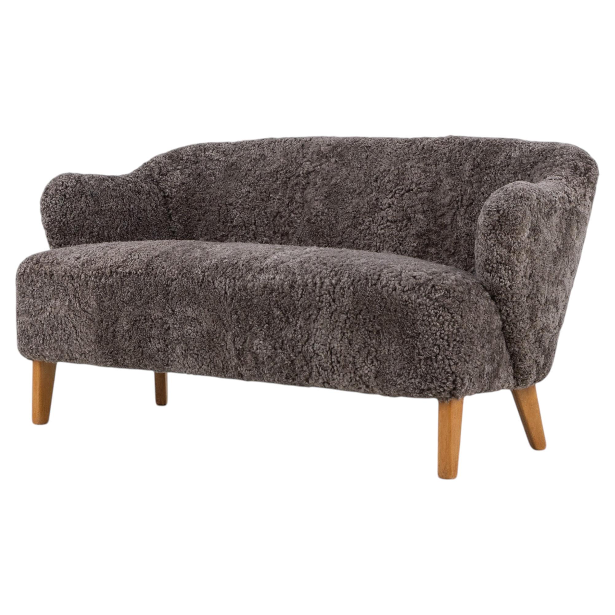 2-seater sofa in lambskin by Flemming Lassen For Sale