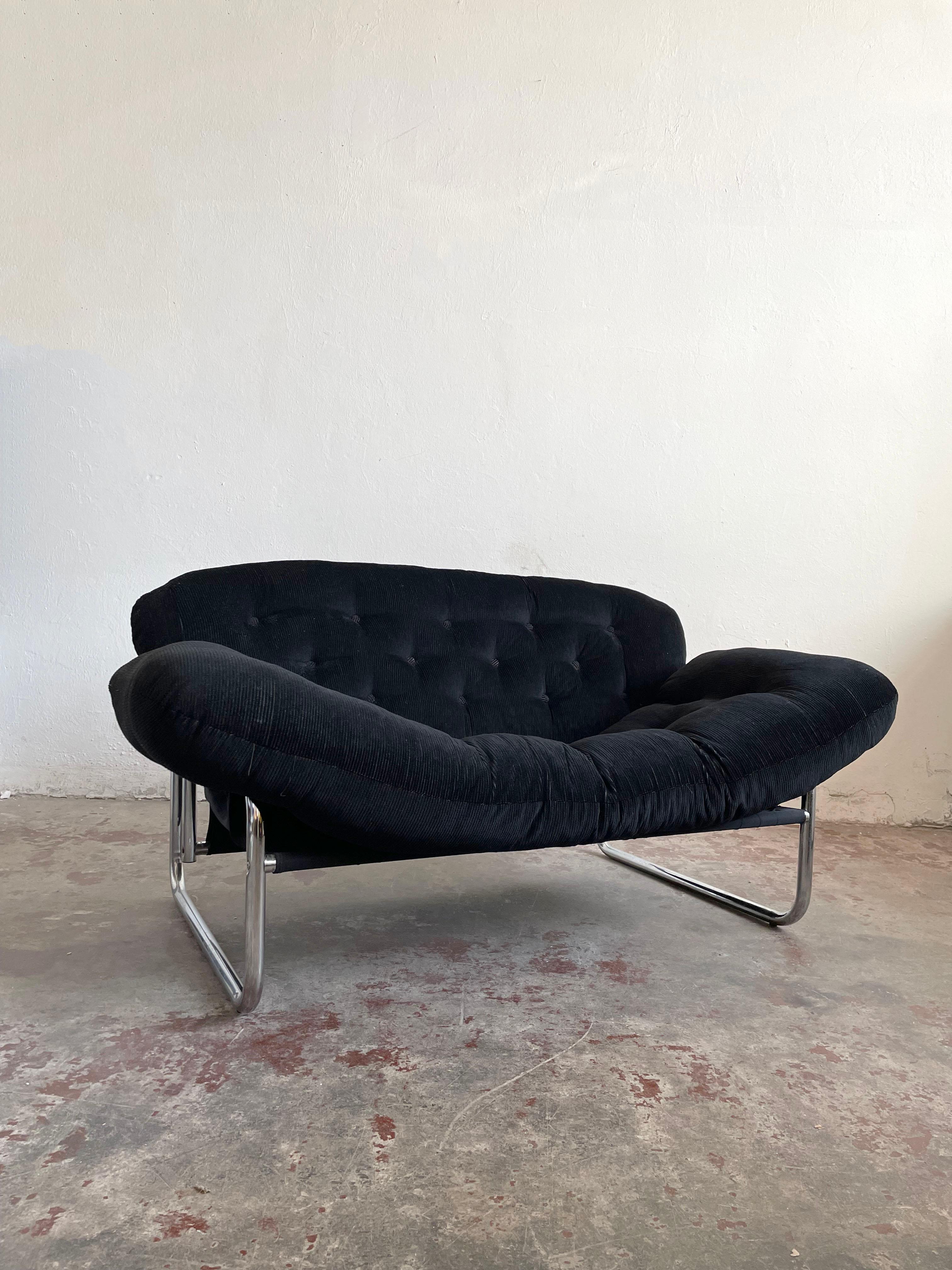 Mid-Century Modern 2-Seater Sofa, Lounge Chair, Swed Form, Sweden 1970s, by Johan Bertil Häggström