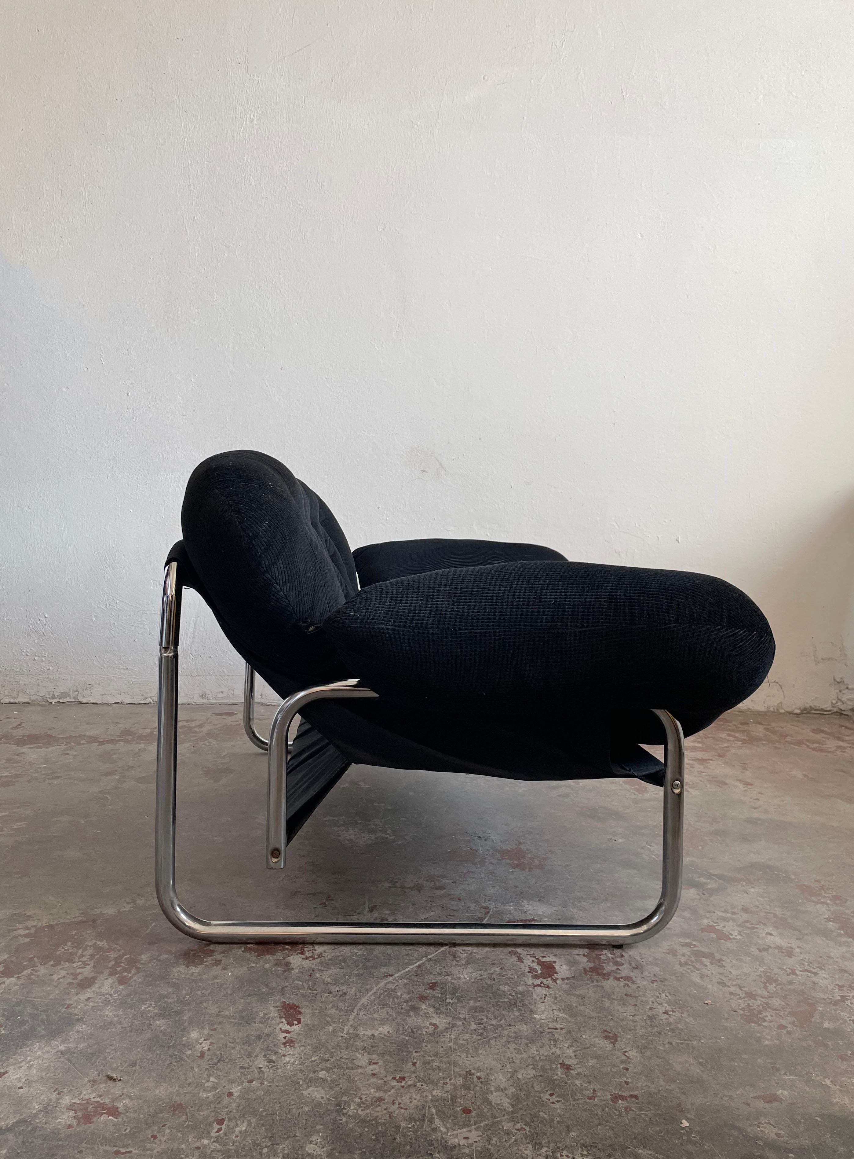 Fabric 2-Seater Sofa, Lounge Chair, Swed Form, Sweden 1970s, by Johan Bertil Häggström
