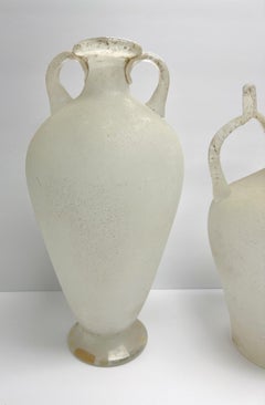 2 Seguso Murano Art Glass Corroso Sculpture Vessels