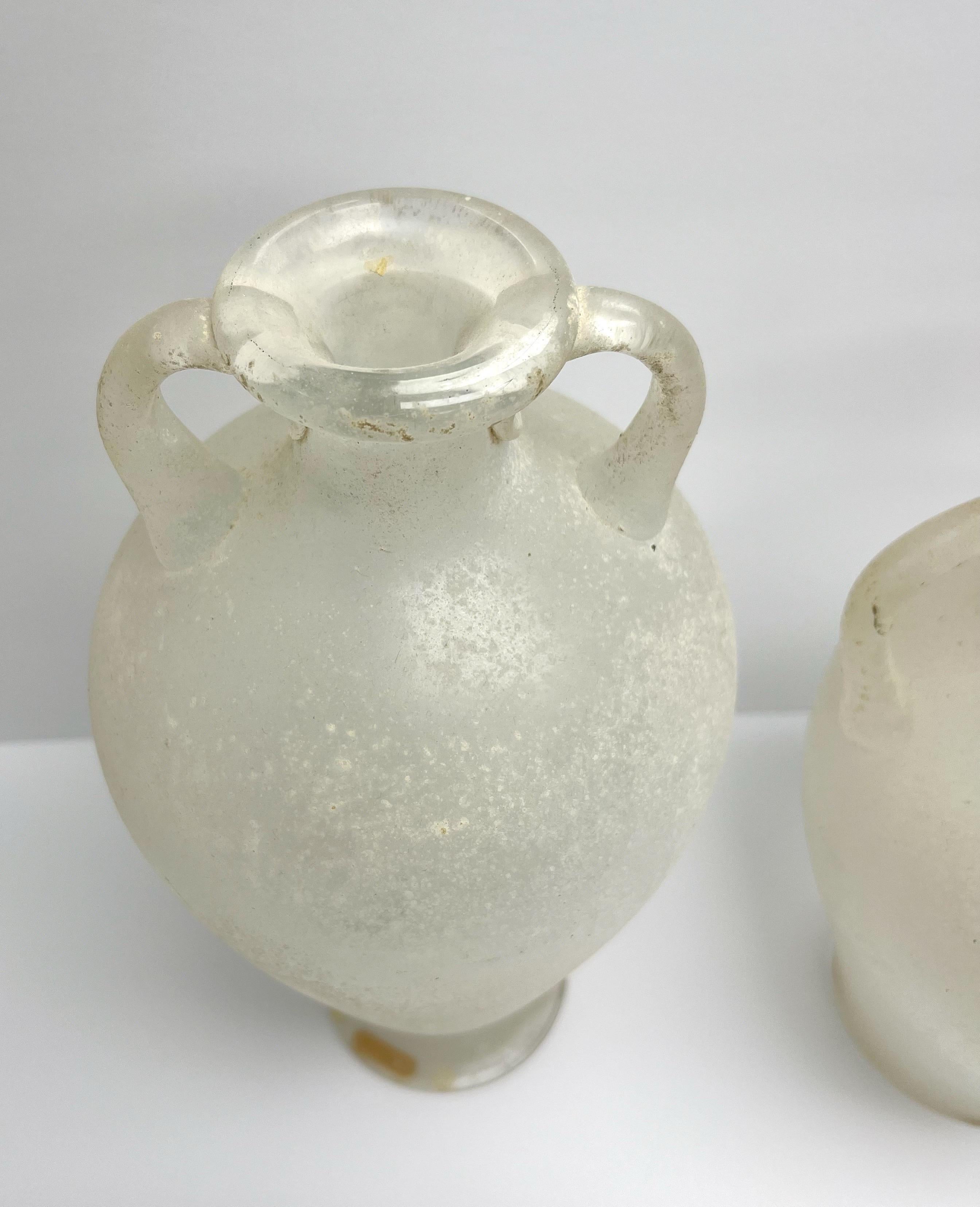 2 Seguso Murano Art Glass Corroso Sculpture Vessels In Good Condition For Sale In Miami, FL