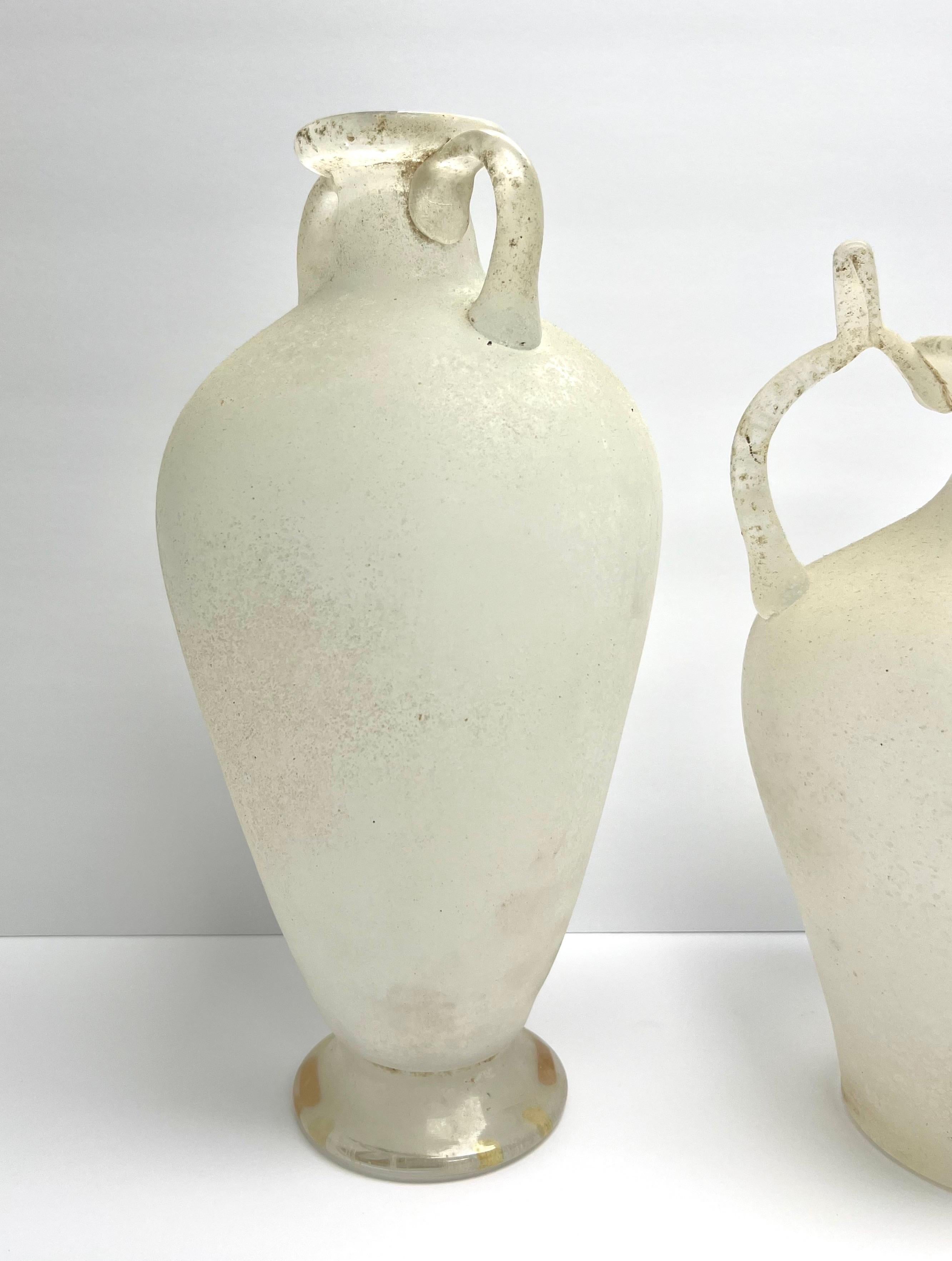 2 Seguso Murano-Kunstglas-Korroso-Skulptur-Gefäße aus Muranoglas (Glaskunst) im Angebot