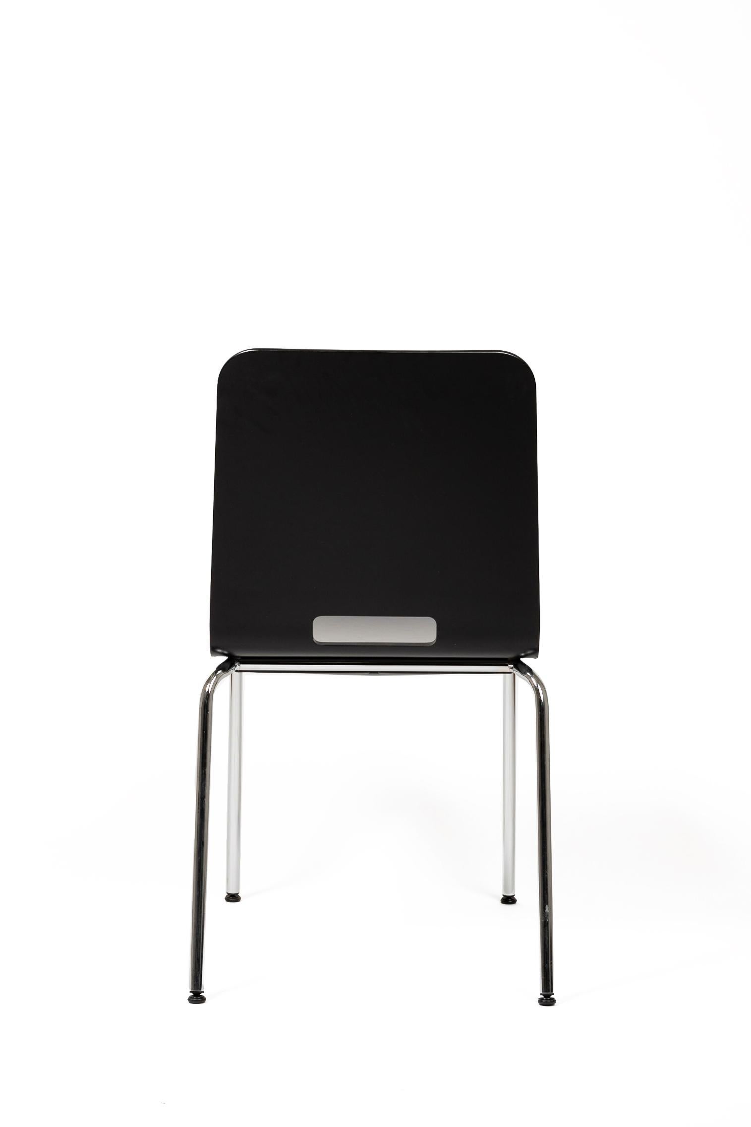 Contemporary 4-Set Dietiker Alta, Modern Wood Black Chairs, by Greutmann Bolzern, in Stock