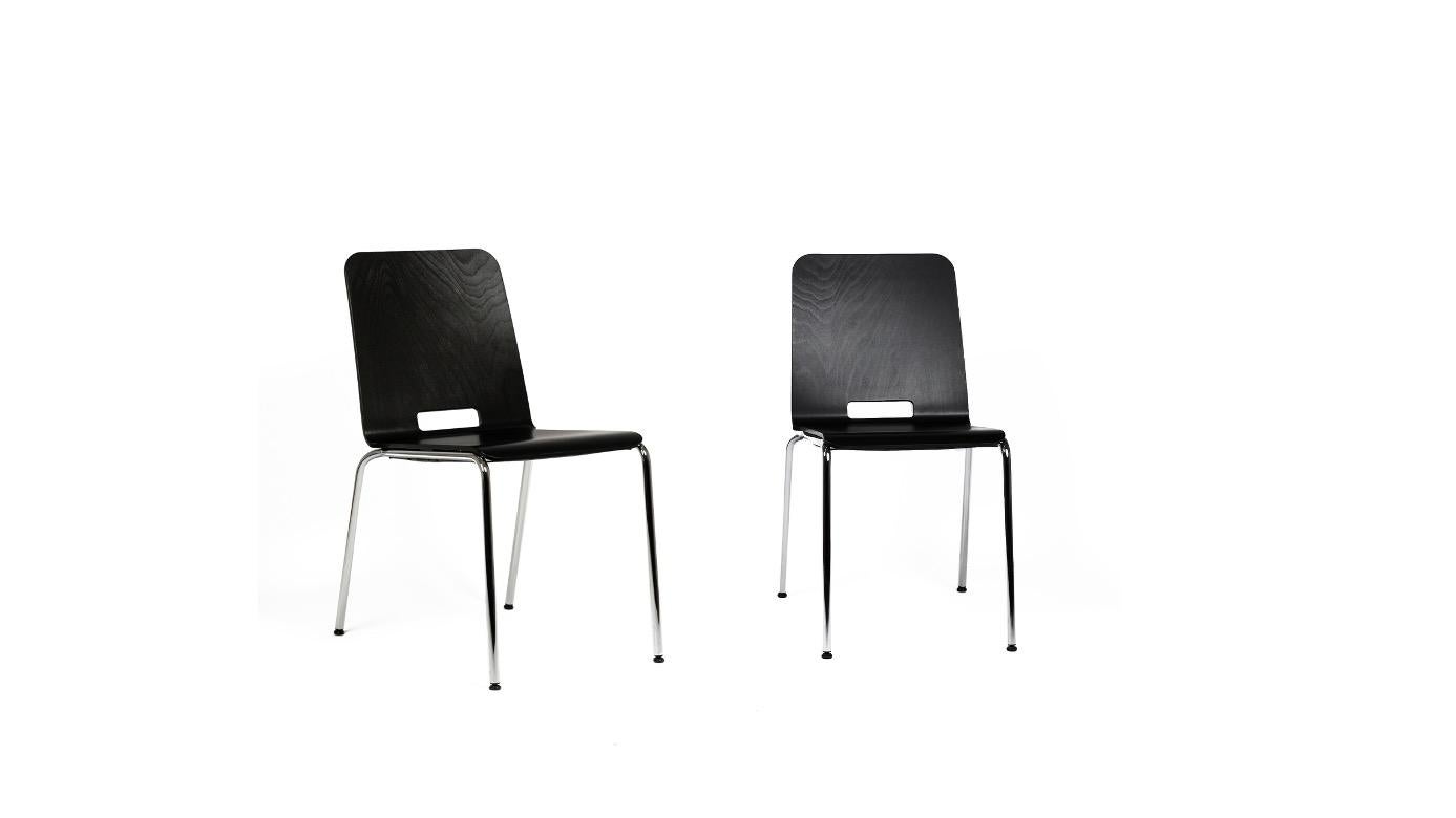 4-Set Dietiker Alta, Modern Wood Black Chairs, by Greutmann Bolzern, in Stock 1