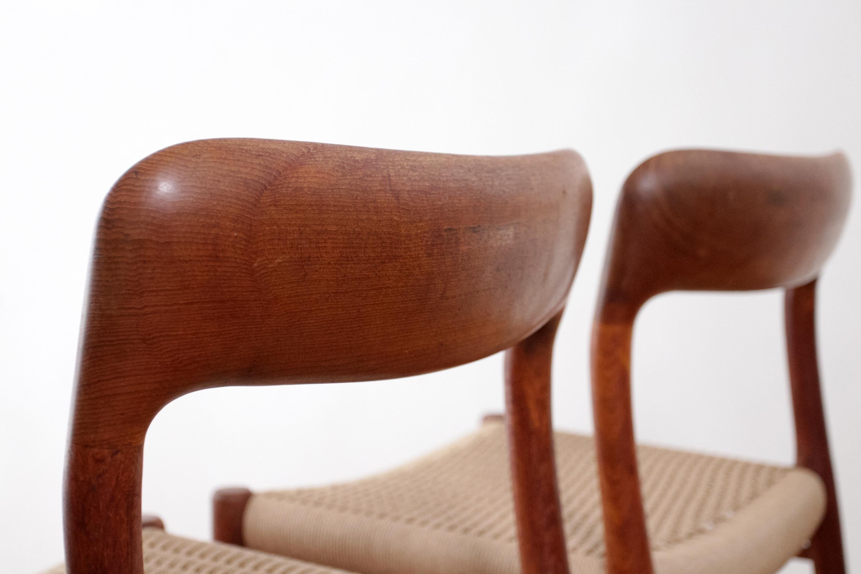 1 ensemble de 4 chaises de salle à manger danoises de design Niels Otto Moller, modèle 75, JL Molller en vente 3