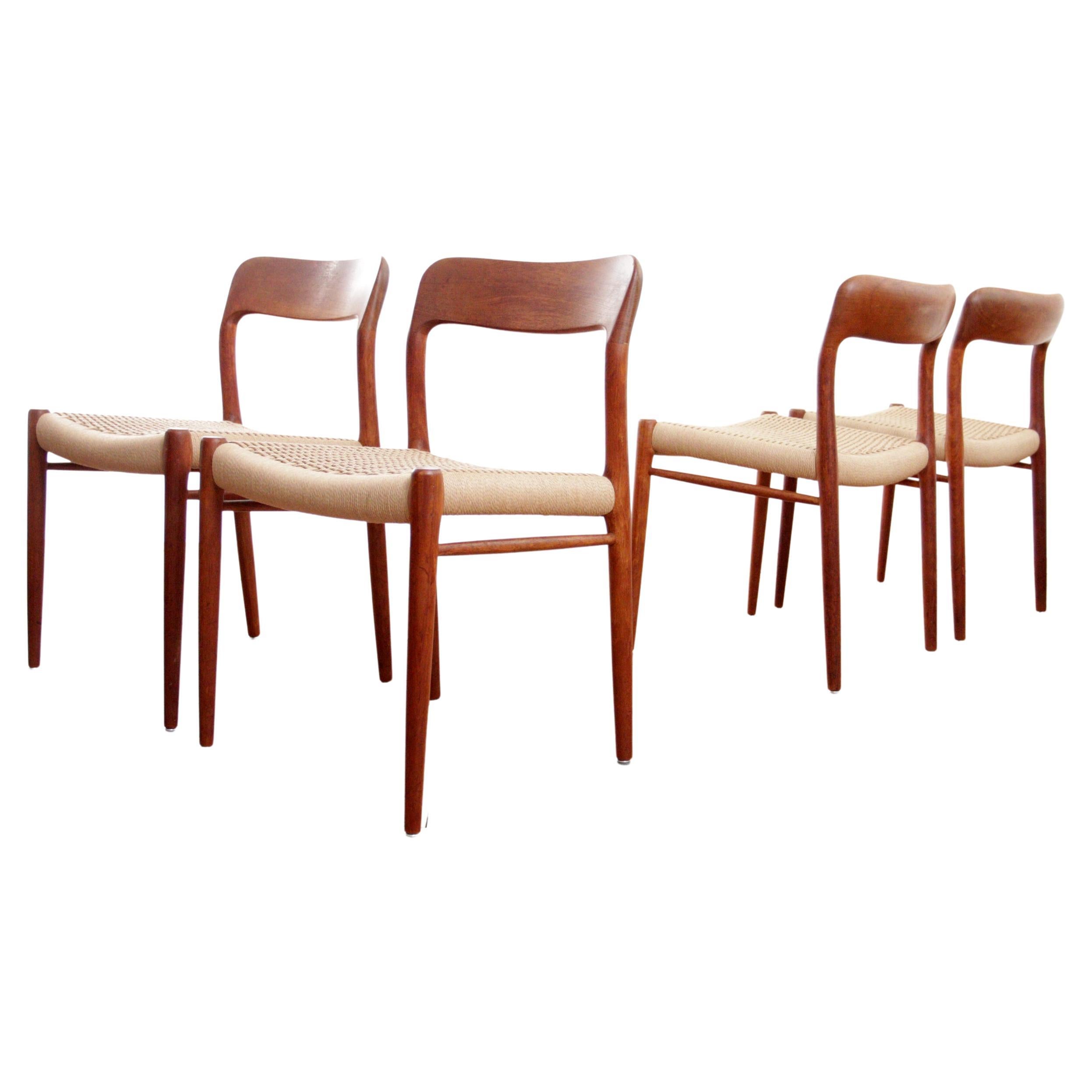 1 Set of 4 Danish Design Niels Otto Moller Model 75 Dining Chairs JL Molller