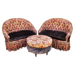 2 Canapés & Ottomans Cuir & Upholstered by OLD HICKORY TANNERY 3 Piece Set