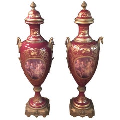 2 Sevre Ceremonial Lid Vase in the Style of the 18th Century, Paris