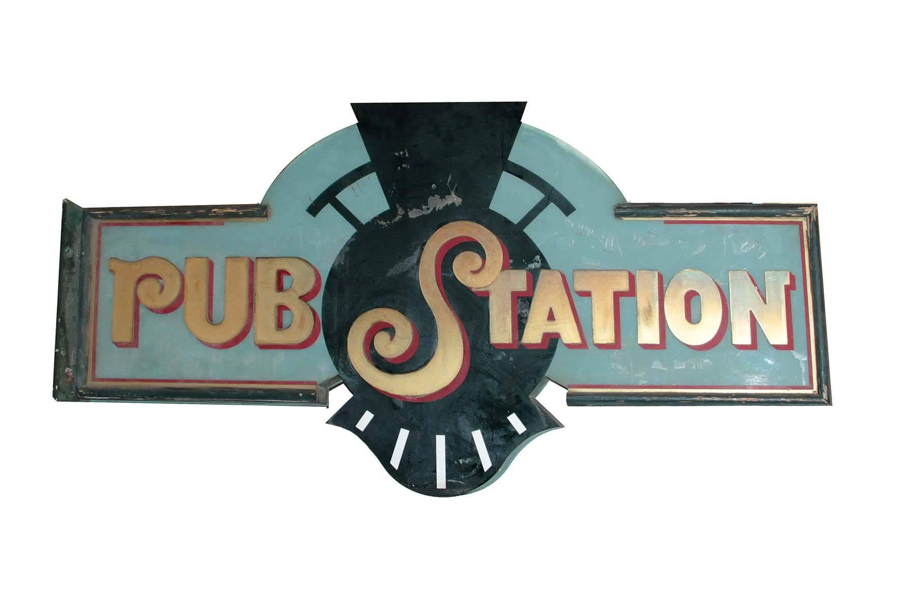 Two Sided Pub Sign In Excellent Condition In Sag Harbor, NY