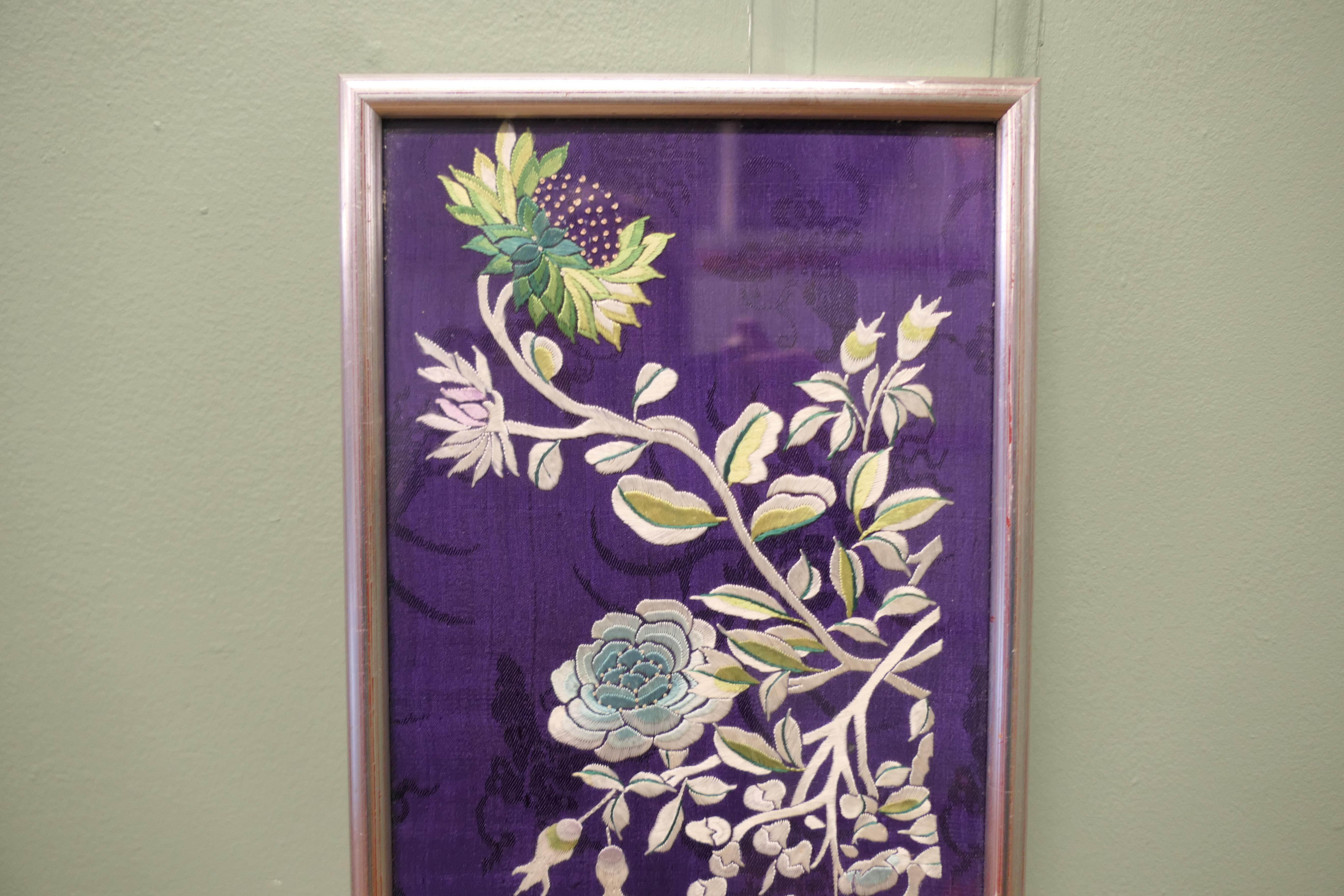 2 Silk Embroidered Panels

An attractive pair of oriental style embroideries of exotic birds and flowers on silk
Framed and in excellent condition, both embroideries are 22” x 8”
TST165
