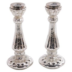 2 Silver Glass Candlesticks 23 cm hight