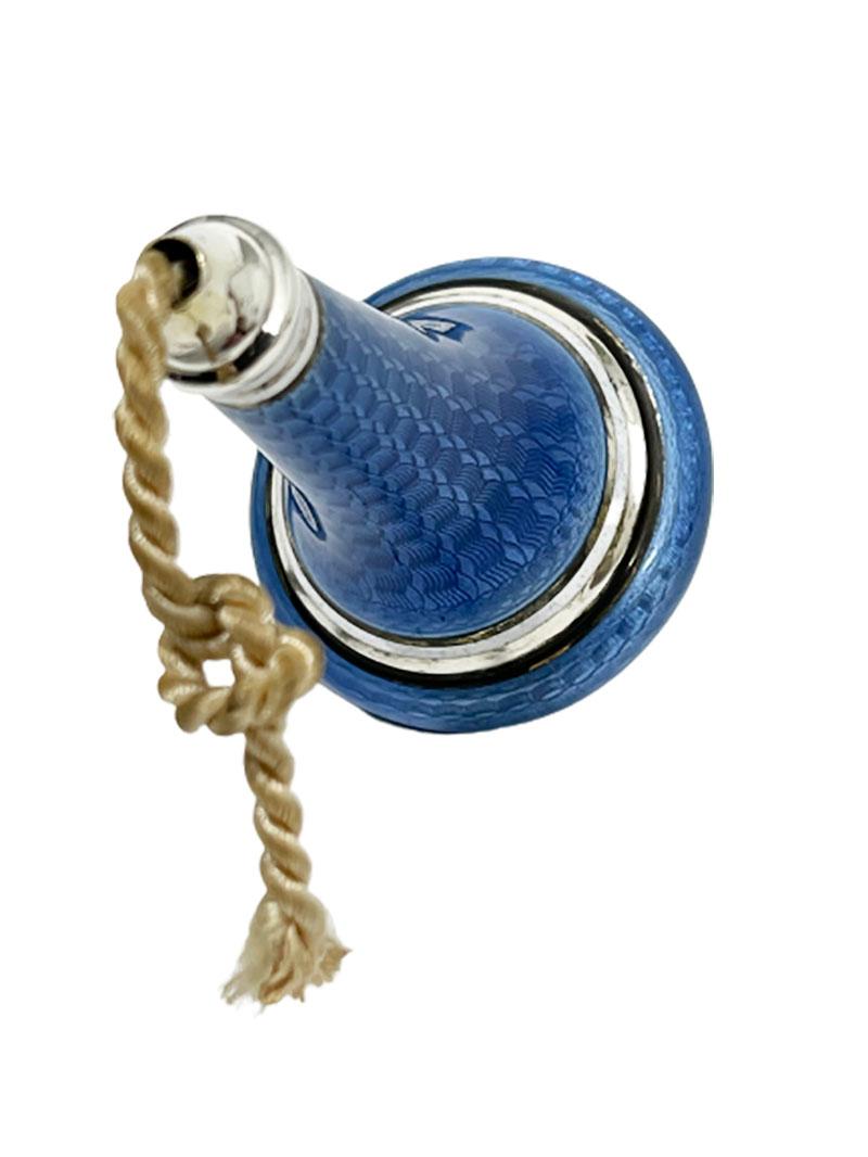 European 2 Silver Guilloche Enameled Bell Pushers