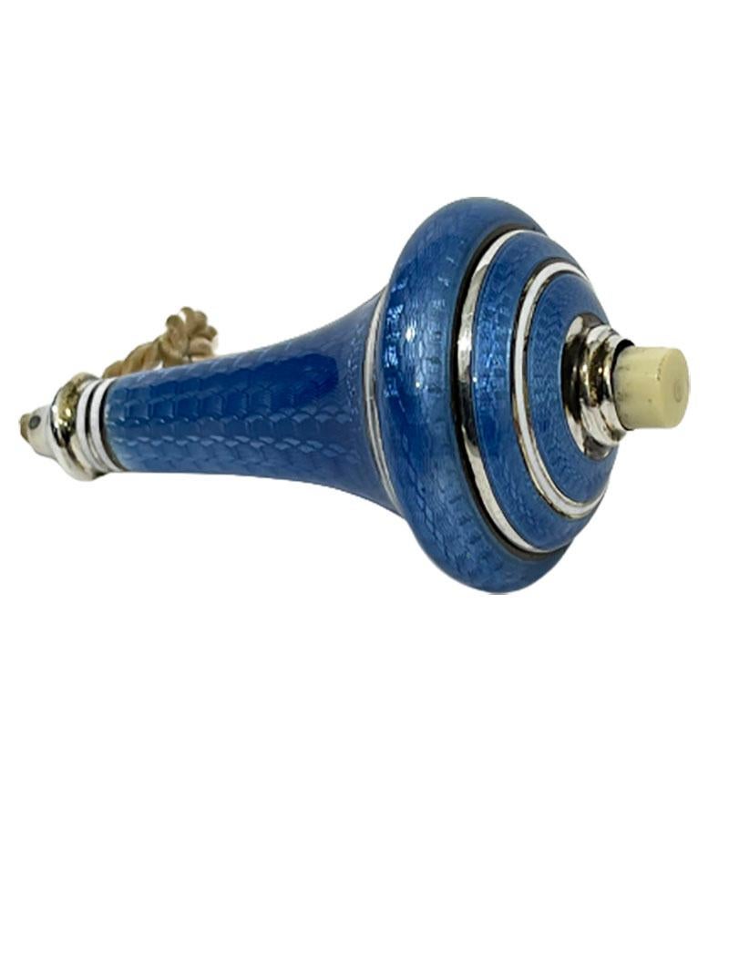 2 Silver Guilloche Enameled Bell Pushers In Good Condition In Delft, NL