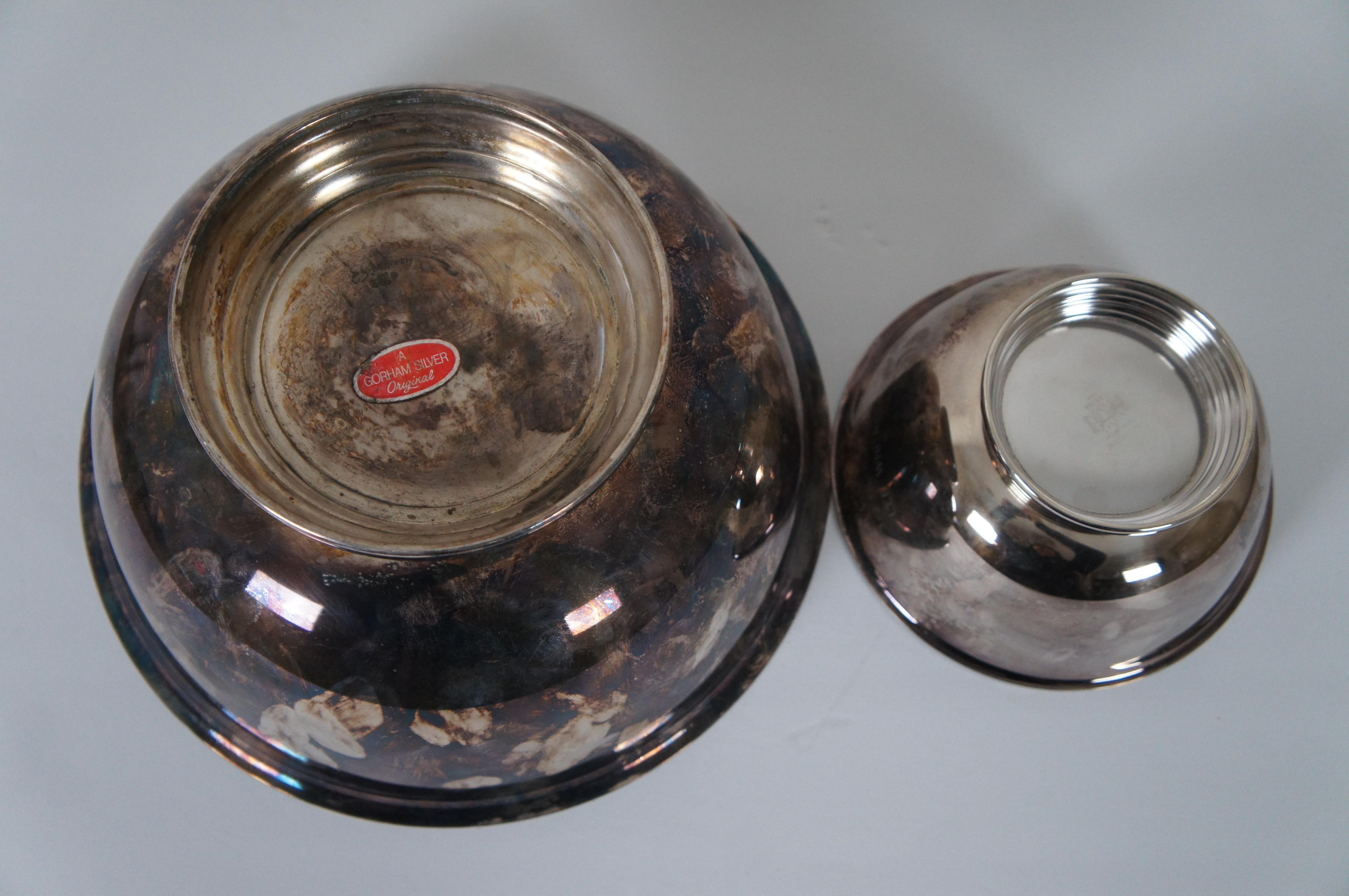 2 Silver Plate Serving Bowls Gorham Oneida Revere Engraved Trophy Hollowware  In Good Condition In Dayton, OH