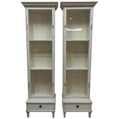 2 Single Glass Door Gustavian Display Cabinets
