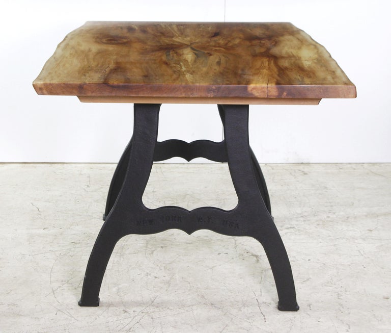 2 Slab Book Match Live Edge Maple Table Industrial Legs Cast Iron For ...