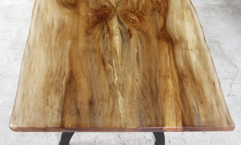 2 Slab Book Match Live Edge Maple Table Industrial Legs Cast Iron For ...