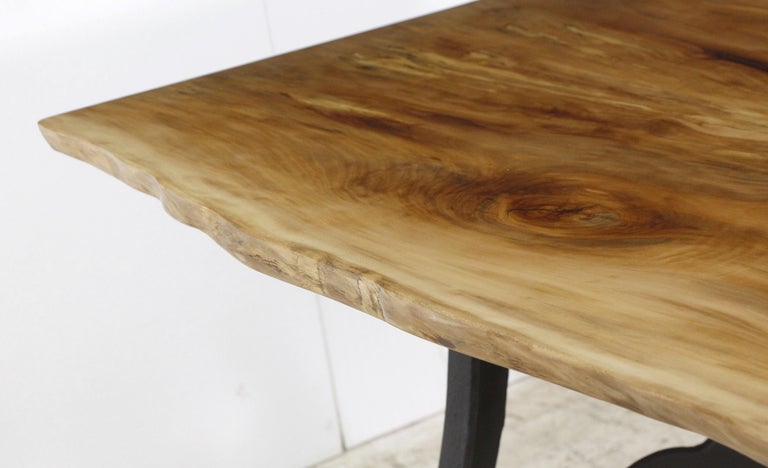2 Slab Book Match Live Edge Maple Table Industrial Legs Cast Iron For ...