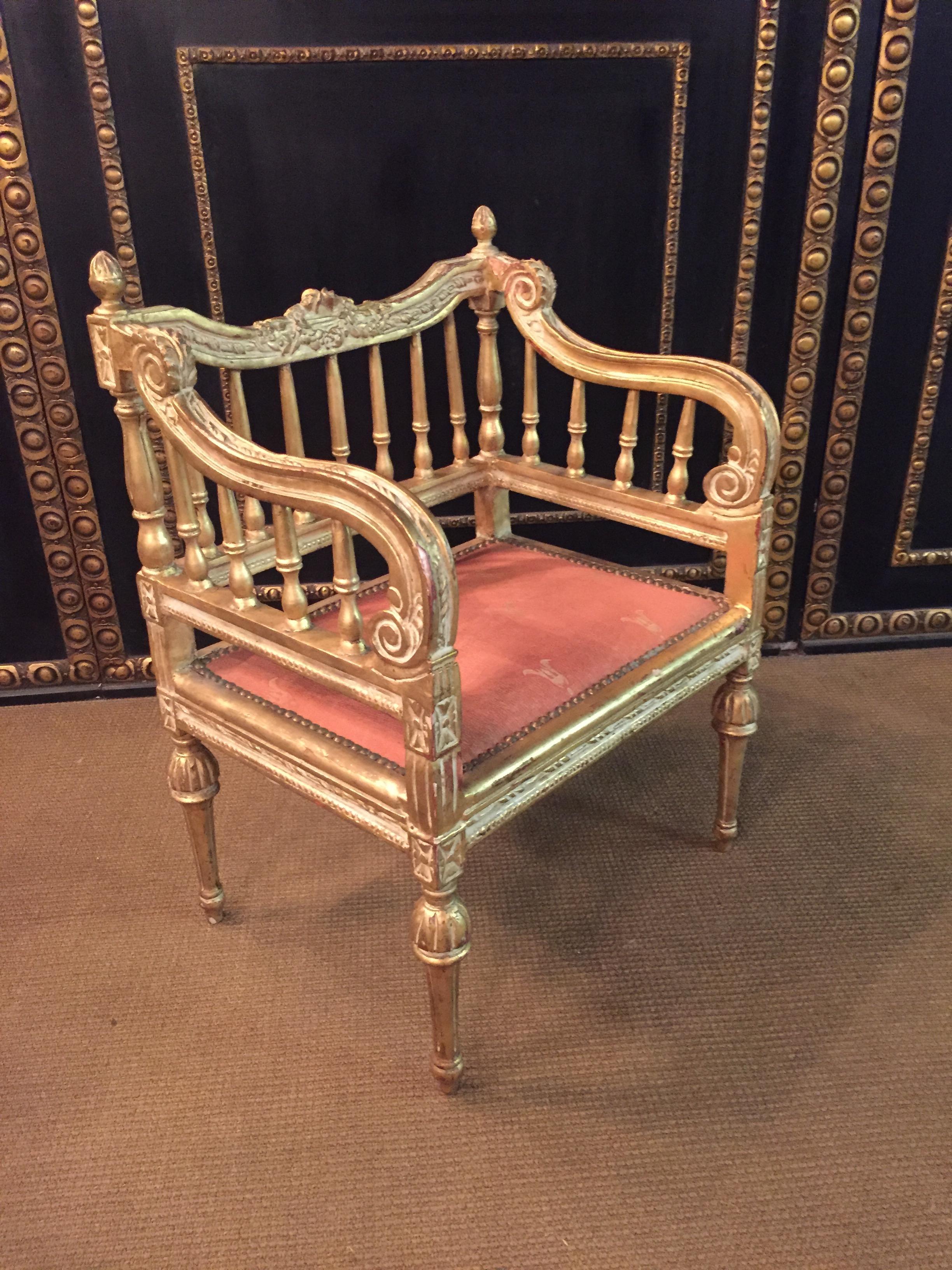 two Slightly Smaller Armchairs in antique Louis Seize Style beech gilt 2