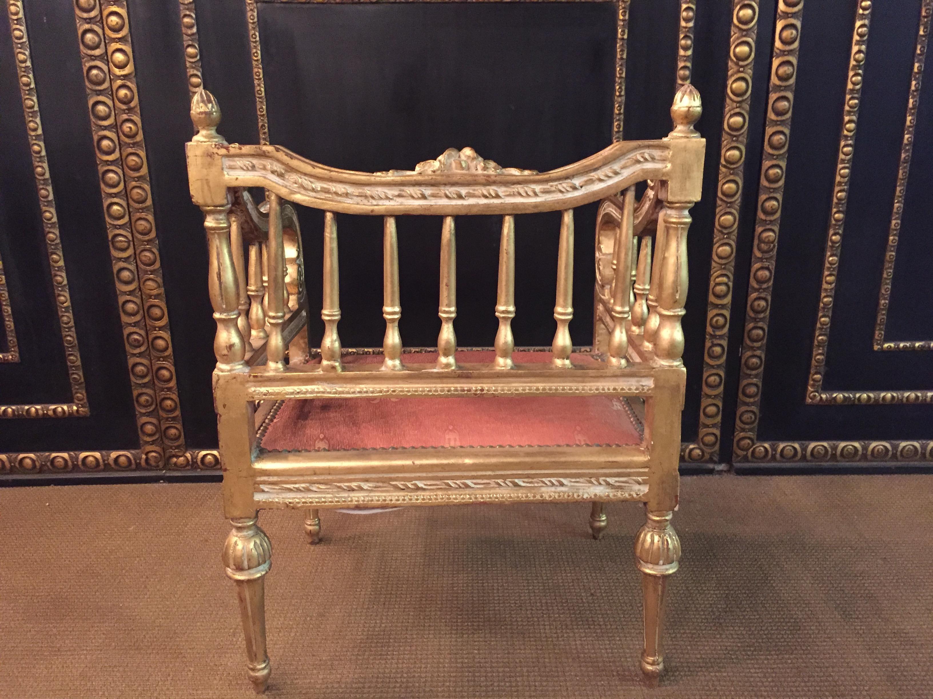 two Slightly Smaller Armchairs in antique Louis Seize Style beech gilt 4