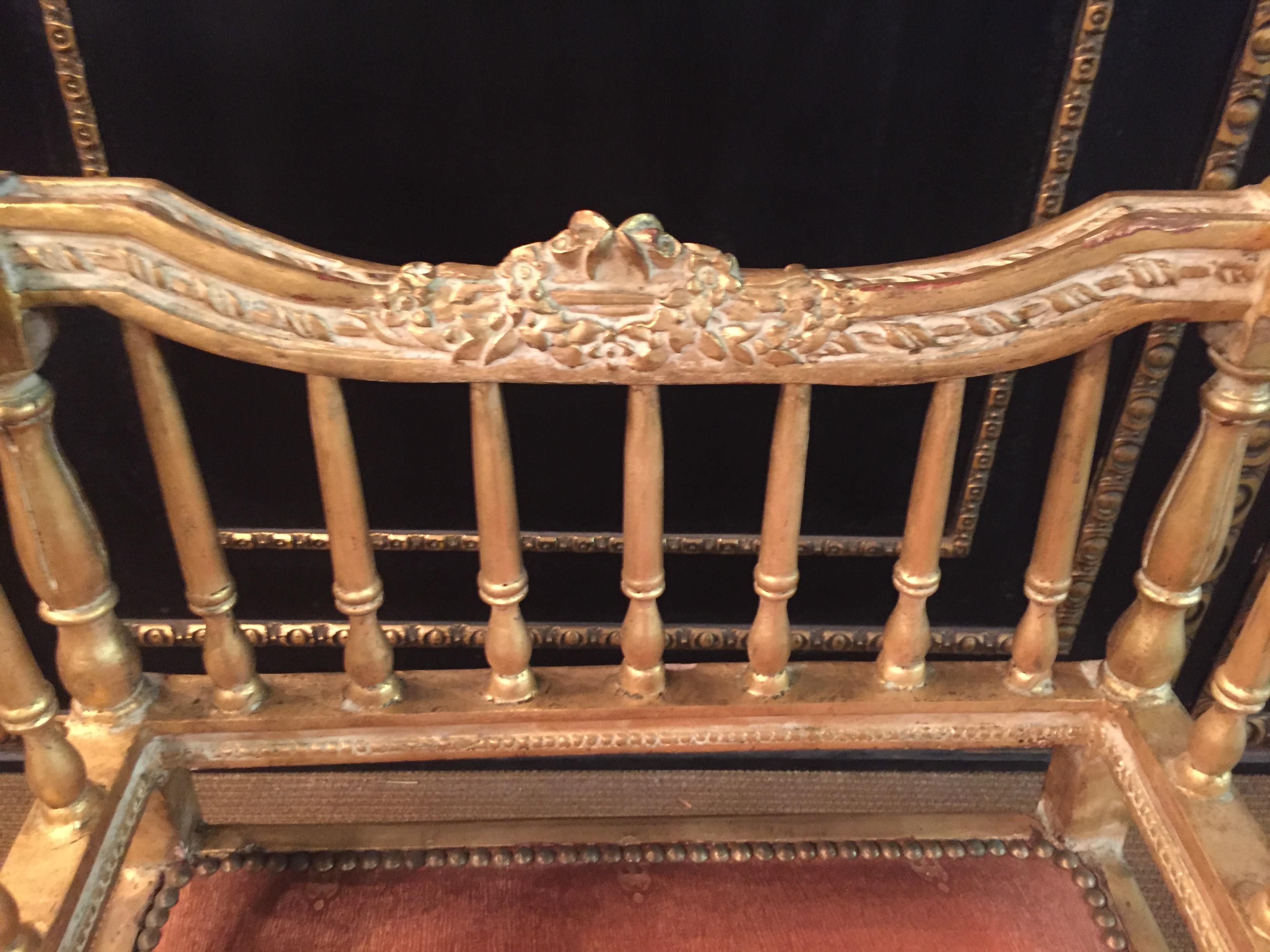 two Slightly Smaller Armchairs in antique Louis Seize Style beech gilt 1