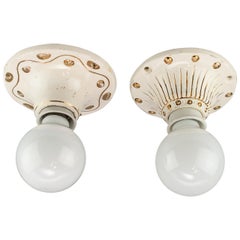 1920s ceiling lights 2 Small Art Deco Ceramic Ceiling Lamps, 1920s