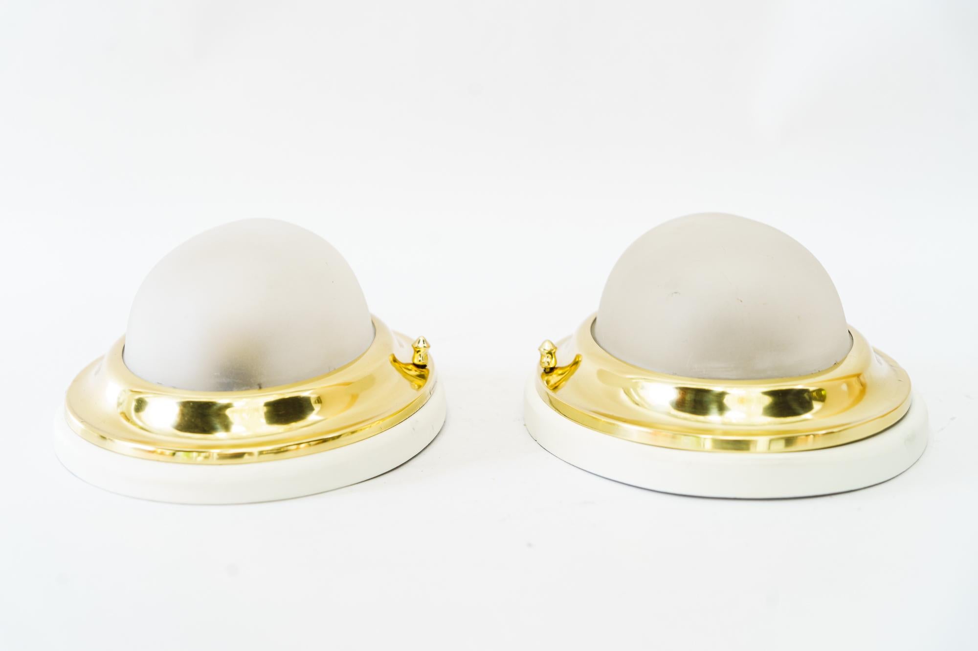 Art Deco 2 small oval art deco ceiling or wall lamps viernna around 1920s For Sale