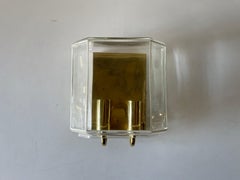 2-Socket Glass & Brass Single Sconce by Limburg, 1960s, Germany