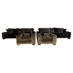 2 Sofa & 2 Armchair Suite - In Romo "Zinc" Metallic Velvet
